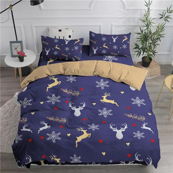 zeimon merry christmas bedding set deer printing duvet cover 3d for home textiles 2/3pcs adults luxury bedclothes1
