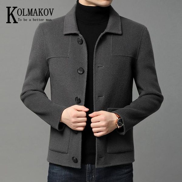 men's wool & blends kolmakov winter short woolen coat pure single breasted with two sides casual lapel warm jacket male, Black
men's wool & blends kolmakov winter short woolen coat pure single breasted with two sides casual lapel warm jacket male, Black