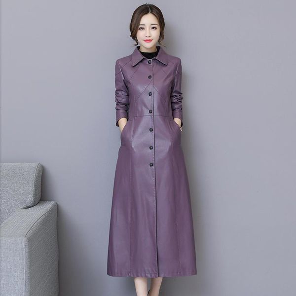 spring autumn pu leather long jacket women slim plus size vintage faux leather female trench coats elegant outerwear 5xl q3503, Black
spring autumn pu leather long jacket women slim plus size vintage faux leather female trench coats elegant outerwear 5xl q3503, Black