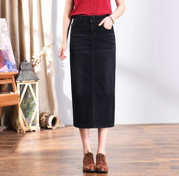 Women New Skirts Hip Sack Skirt Jeans Plus Size Long Black Oavp