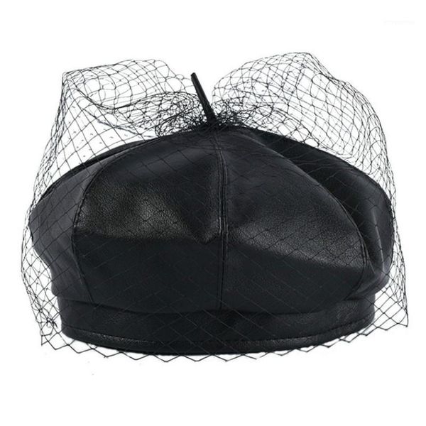 2020 new fascinating black hat chic leather french beret with veil mesh show double layer women beret beanies cap, Blue;gray
2020 new fascinating black hat chic leather french beret with veil mesh show double layer women beret beanies cap, Blue;gray