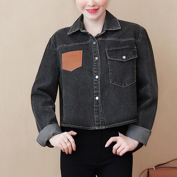 zoki loose women denim jacket autumn long sleeve single breasted short coat causal fashion korean streetwear ladies jean outwear, Black;brown
zoki loose women denim jacket autumn long sleeve single breasted short coat causal fashion korean streetwear ladies jean outwear, Black;brown