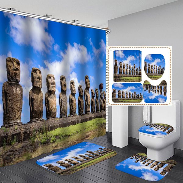3d moai bathroom curtain fabric shower curtains anti-skid bath rug carpet toilet lid cover bath mat home decor
3d moai bathroom curtain fabric shower curtains anti-skid bath rug carpet toilet lid cover bath mat home decor