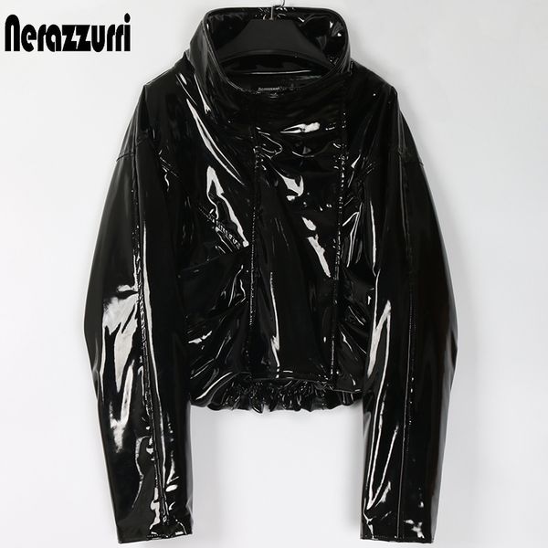 nerazzurri zip up patent leather jacket women long sleeve short oversized plus size fashion fall women clothes dropshipping 201030, Black
nerazzurri zip up patent leather jacket women long sleeve short oversized plus size fashion fall women clothes dropshipping 201030, Black