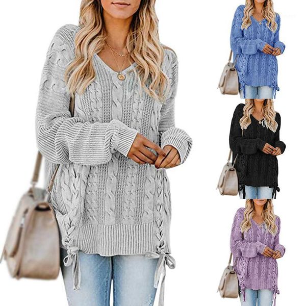 loozykit 2019 womens pullover sweaters plus size cable knit v neck lace up long sleeve fall jumper 1, White;black
loozykit 2019 womens pullover sweaters plus size cable knit v neck lace up long sleeve fall jumper 1, White;black