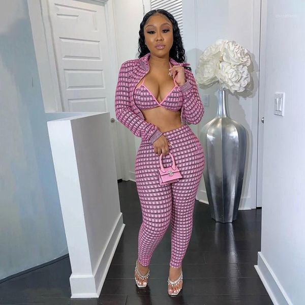 fashion women plaid 3pcs sets autumn zipper turtleneck jackets+bra+elastic pants matching sets female casual elegant suits1, Gray
fashion women plaid 3pcs sets autumn zipper turtleneck jackets+bra+elastic pants matching sets female casual elegant suits1, Gray