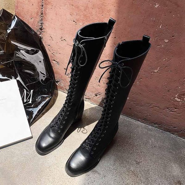 brand riding boots women's knee high boots cow leather round toe lace up thick high keep warm gladiator knight botas mujer, Black
brand riding boots women's knee high boots cow leather round toe lace up thick high keep warm gladiator knight botas mujer, Black