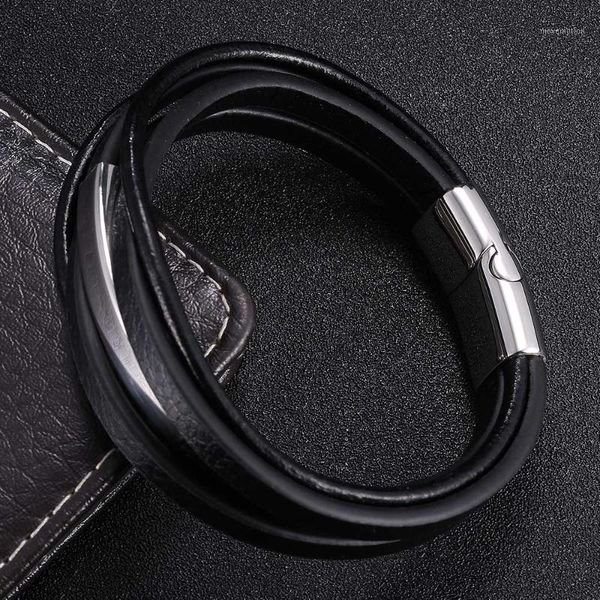 multilayer black leather bracelet men stainless steel magnetic clasp women wrist band jewelry bangles gift1, Golden;silver
multilayer black leather bracelet men stainless steel magnetic clasp women wrist band jewelry bangles gift1, Golden;silver