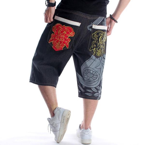 w30-w46 new mens jeans embroidery baggy loose denim hiphop butterfly streetwear short 1/2 pants trousers summer oversize, Blue
w30-w46 new mens jeans embroidery baggy loose denim hiphop butterfly streetwear short 1/2 pants trousers summer oversize, Blue