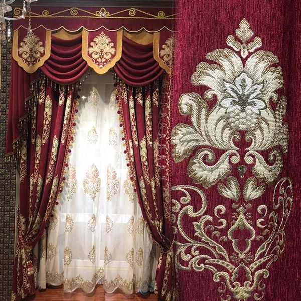 european style curtains for living dining room bedroom high-end chenille embroidered curtains finished product customization
european style curtains for living dining room bedroom high-end chenille embroidered curtains finished product customization