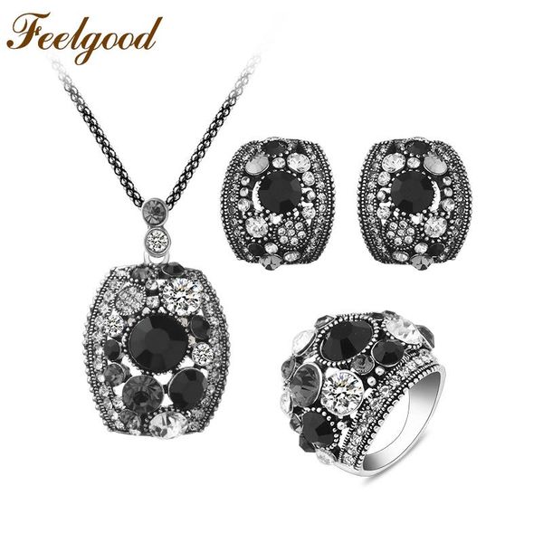 feelgood silver color vintage jewellery set white and black crystal jewelry sets with necklace stud earrings ring for women gift
feelgood silver color vintage jewellery set white and black crystal jewelry sets with necklace stud earrings ring for women gift