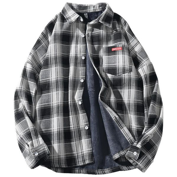 men's casual shirts plaid autumn men plus velvet long-sleeved warm shirt japanese retro lapel business, White;black
men's casual shirts plaid autumn men plus velvet long-sleeved warm shirt japanese retro lapel business, White;black