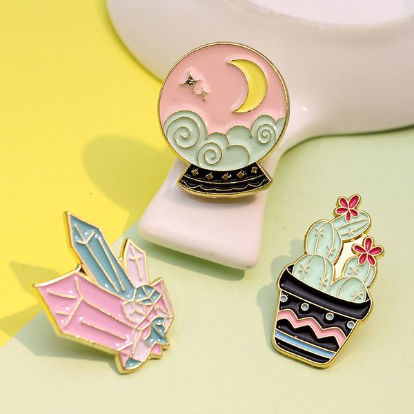 pink crystal gem badge mysterious magic moon crystal ball enamel brooch cactus potted pin fashion lapel backpack jewelry gift, Gray
pink crystal gem badge mysterious magic moon crystal ball enamel brooch cactus potted pin fashion lapel backpack jewelry gift, Gray