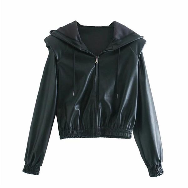 Long Sleeve Fashion Black Women's Jacket Vintage Hooded Overcoat With Shoulder Pads Zipper Chic Short Female Tops Outerwear
Long Sleeve Fashion Black Women's Jacket Vintage Hooded Overcoat With Shoulder Pads Zipper Chic Short Female Tops Outerwear