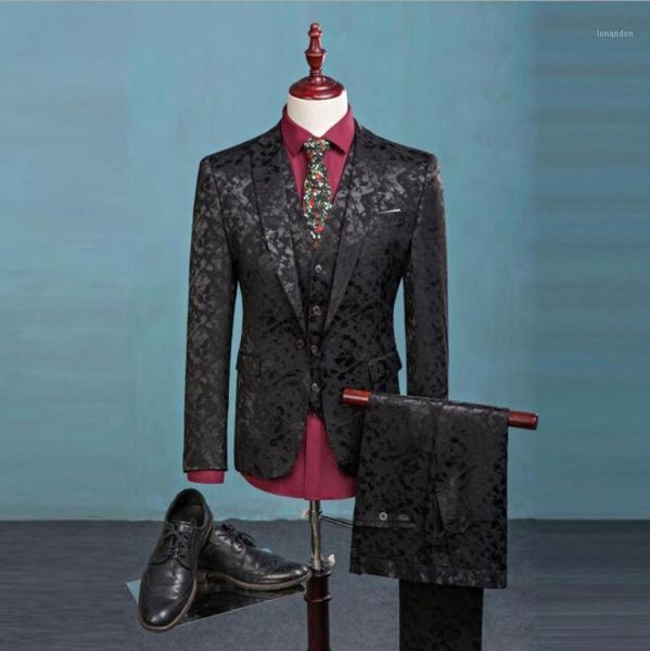 men's suits & blazers 3 pieces business blazer vest pants suit sets men groomsman mens jacquard suits1, White;black
men's suits & blazers 3 pieces business blazer vest pants suit sets men groomsman mens jacquard suits1, White;black