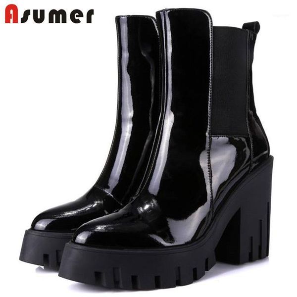 boots asumer 2021 fashion cow leather pointed toe platform ankle women square high heels spring autumn1, Black
boots asumer 2021 fashion cow leather pointed toe platform ankle women square high heels spring autumn1, Black