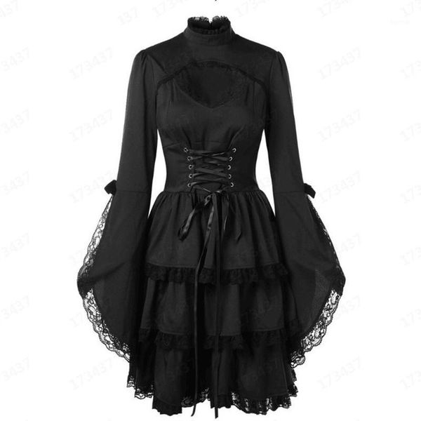 vintage elegant lace up goth retro party dresses women gothic punk jurken long flare sleeve black mesh sawing mini vestidos1, Black;gray
vintage elegant lace up goth retro party dresses women gothic punk jurken long flare sleeve black mesh sawing mini vestidos1, Black;gray