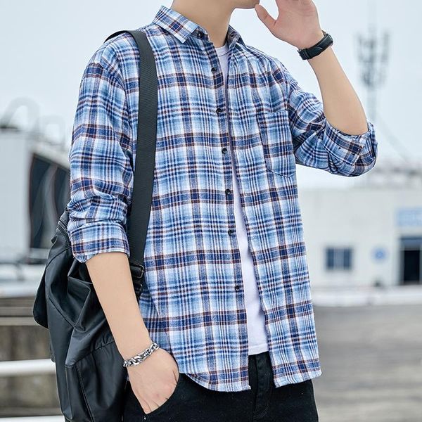 men plaid 100% cotton shirt 2021 new spring autumn men casual shirts long sleeve chemise homme male check shirts, White;black
men plaid 100% cotton shirt 2021 new spring autumn men casual shirts long sleeve chemise homme male check shirts, White;black