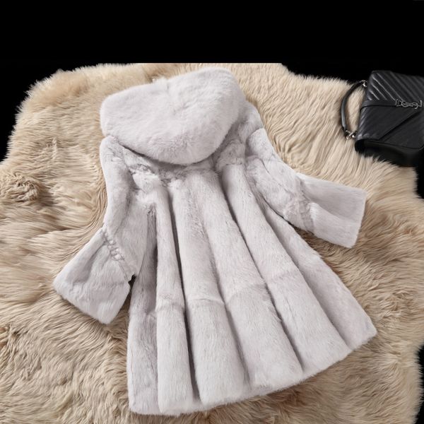 whole skin real rabbit fur winter coat outerwear women a line loose fit natural fur coats with a hood autumn 201103, Black
whole skin real rabbit fur winter coat outerwear women a line loose fit natural fur coats with a hood autumn 201103, Black