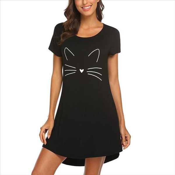 sleepwear lady casual straight o neck loose dress women short sleeve casual cartoon cat printed comfy nightgown sleepdress, Black;gray
sleepwear lady casual straight o neck loose dress women short sleeve casual cartoon cat printed comfy nightgown sleepdress, Black;gray