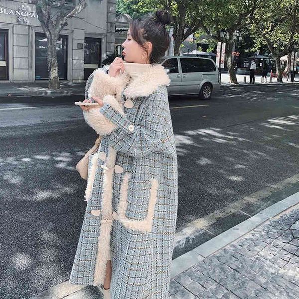 Women's Fur & Faux Korean Autumn Winter Trendy Horn Buckle Plaid Plush Splicing Woolen Coat Over-the-knee Long Loose Style K9VV, Black
Women's Fur & Faux Korean Autumn Winter Trendy Horn Buckle Plaid Plush Splicing Woolen Coat Over-the-knee Long Loose Style K9VV, Black
