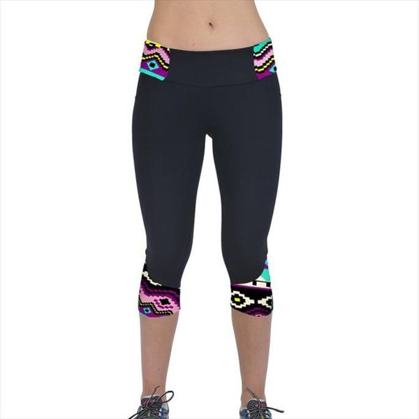 women printed leggings patchwork skinny capri casual pants fitness workout high waist leggings cropped pants feminino yj, Black
women printed leggings patchwork skinny capri casual pants fitness workout high waist leggings cropped pants feminino yj, Black