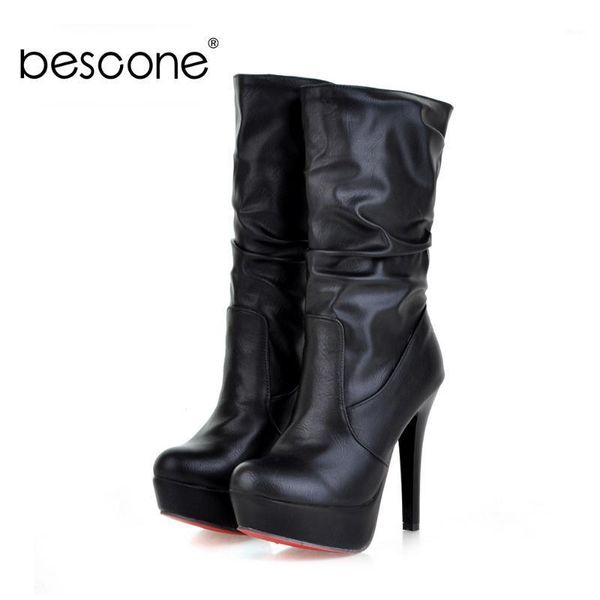 boots bescone solid concise style mid-calf woman high platform white super thin heel pleated shoe bm6591, Black
boots bescone solid concise style mid-calf woman high platform white super thin heel pleated shoe bm6591, Black