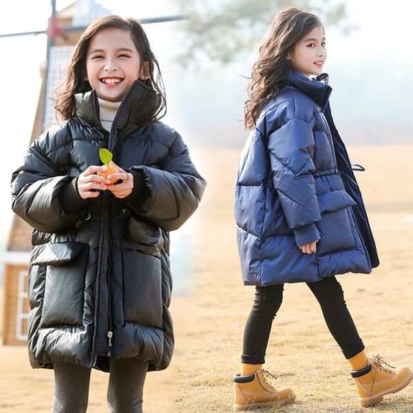 down 2020 big children's winter clothes medium and long cotton padded jacket girls, Blue;gray
down 2020 big children's winter clothes medium and long cotton padded jacket girls, Blue;gray