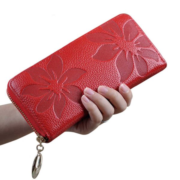 female genuine leather women new fashion style zip flower pattern lady long wallet black purse handy handbag, Red;black
female genuine leather women new fashion style zip flower pattern lady long wallet black purse handy handbag, Red;black