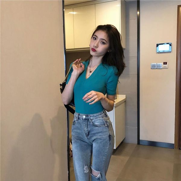 girls sheath deep v neck slim short sleeve t shirts ladies tees tshirt for women gr0316, White
girls sheath deep v neck slim short sleeve t shirts ladies tees tshirt for women gr0316, White