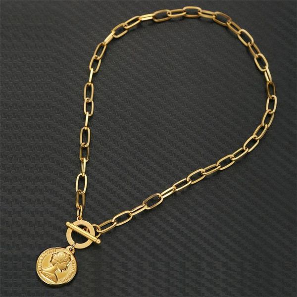 vintage carved coin necklace for women stainless steel gold color medallion pendant necklace long choker boho jewelry collier, Silver
vintage carved coin necklace for women stainless steel gold color medallion pendant necklace long choker boho jewelry collier, Silver