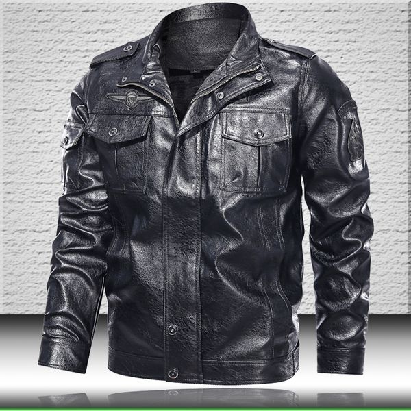 stand collar men's leather jacket vintage winter fleece coats casual bomber faux jackets for men kg-315, Black
stand collar men's leather jacket vintage winter fleece coats casual bomber faux jackets for men kg-315, Black
