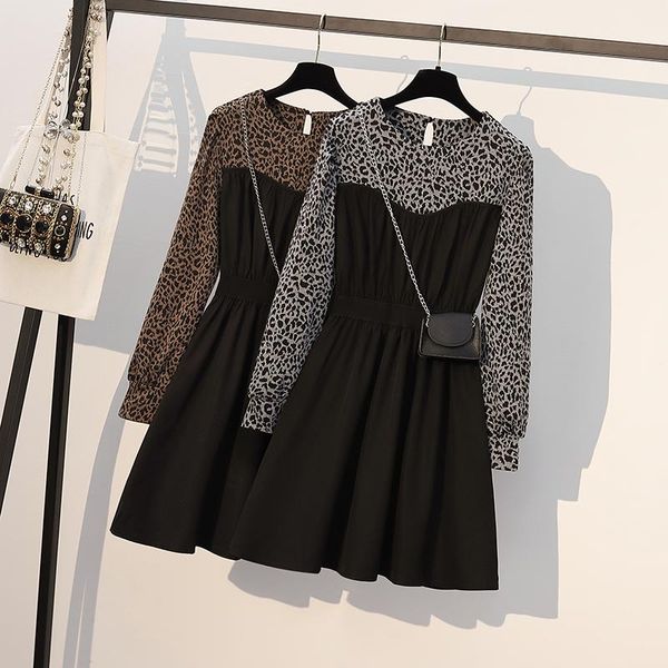 plus size 5xl women dress leopard patchwork ladies vestidos long sleeve elegant female robe o-neck with bag clothing dresses, Black;gray
plus size 5xl women dress leopard patchwork ladies vestidos long sleeve elegant female robe o-neck with bag clothing dresses, Black;gray