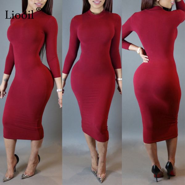 liooil 2021 spring dress turtleneck long sleeve black wine red midi bodycon dresses winter plus size clothing for women lj201204
liooil 2021 spring dress turtleneck long sleeve black wine red midi bodycon dresses winter plus size clothing for women lj201204
