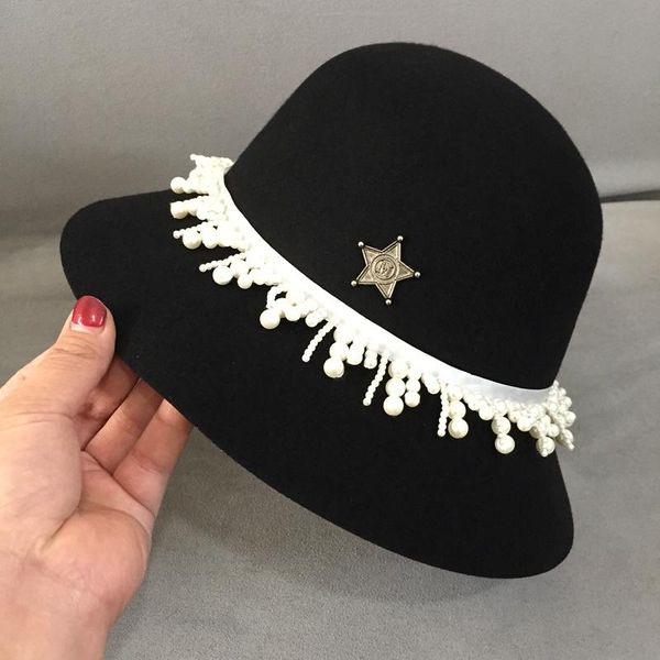 wide brim hats niche design elegant black woolen hat female korean version of autumn and winter pearls simple basin fisherman, Blue;gray
wide brim hats niche design elegant black woolen hat female korean version of autumn and winter pearls simple basin fisherman, Blue;gray