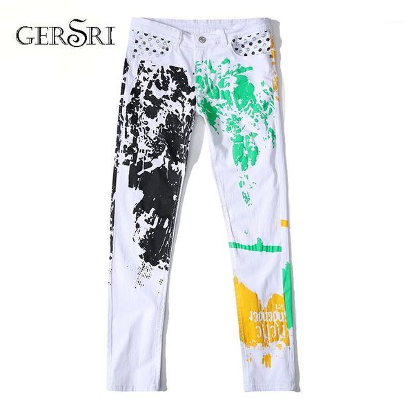 gersri new fashion mens pattern printed jeans straight slim fit plus size 40 42 casual white trousers for male casual jeans1, Blue 
gersri new fashion mens pattern printed jeans straight slim fit plus size 40 42 casual white trousers for male casual jeans1, Blue