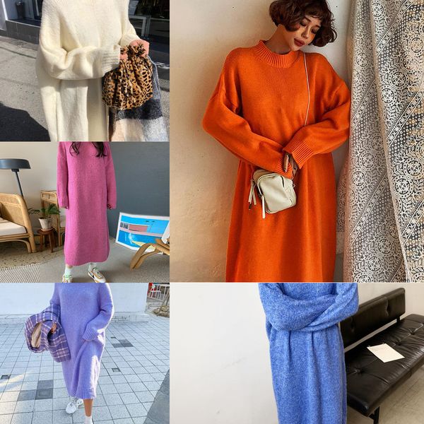 casual loose sweater dress winter women fashion knitting dresses long pullovers korean style lady warm long dress oversize h1210, Black;gray
casual loose sweater dress winter women fashion knitting dresses long pullovers korean style lady warm long dress oversize h1210, Black;gray