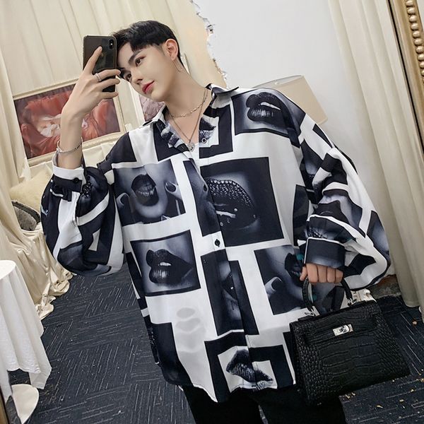 2021 New Spring Sexy Lip Designer Print Bat Glove Chic Oversize Big Men's Long-sleeve Shirt. 3V0U, Black
2021 New Spring Sexy Lip Designer Print Bat Glove Chic Oversize Big Men's Long-sleeve Shirt. 3V0U, Black