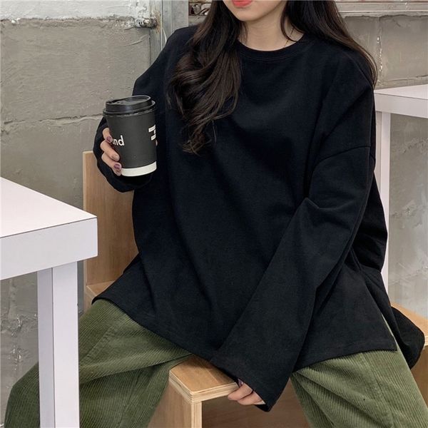 fall 2020 split solid color long sleeve t- women's fashion bottoming shirt korean fashion students wear loose t-shirt clothes clothescl, White
fall 2020 split solid color long sleeve t- women's fashion bottoming shirt korean fashion students wear loose t-shirt clothes clothescl, White
