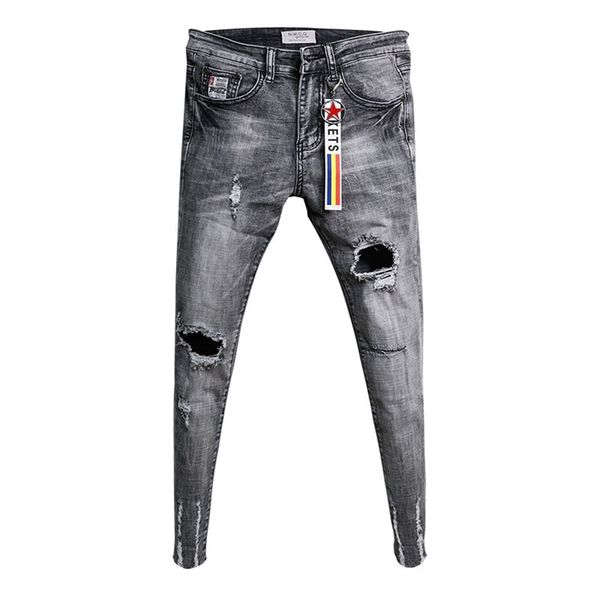 ripped trendy men's slim jeans korean retro ankle length teenager social youth feet hair stylist pencil pants 201111, Blue
ripped trendy men's slim jeans korean retro ankle length teenager social youth feet hair stylist pencil pants 201111, Blue
