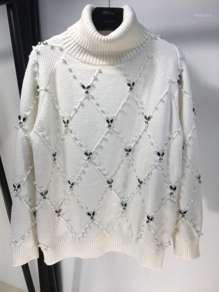 2019 new lady fashion long sleeve stand collar prismatic pearl diamond knit sweater 12261, White;black
2019 new lady fashion long sleeve stand collar prismatic pearl diamond knit sweater 12261, White;black