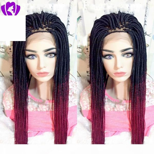 new box braids lace frontal wig two tone ombre color #1b pink red synthetic hair braid wigs for african american black women, Black;brown
new box braids lace frontal wig two tone ombre color #1b pink red synthetic hair braid wigs for african american black women, Black;brown