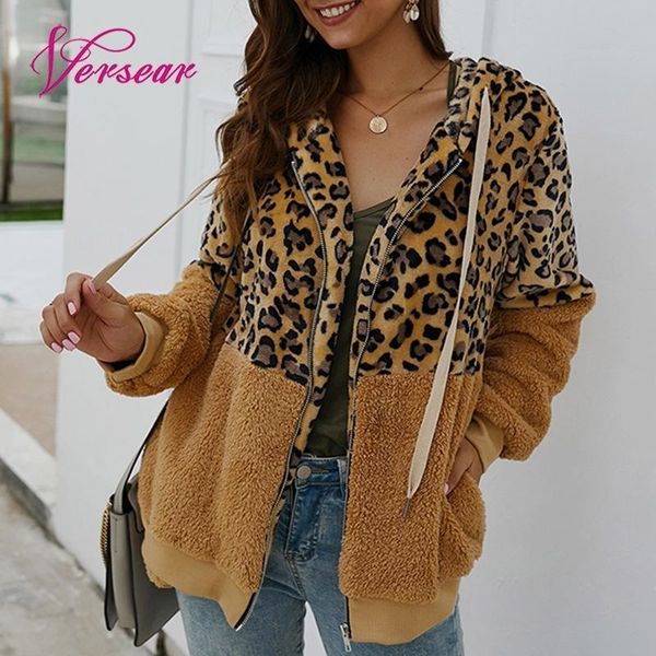 versear women leopard splicing hooded coat zipper front pockets warm fleece furry hoodies fashion casual warm autumn outwear y200101, Black;brown
versear women leopard splicing hooded coat zipper front pockets warm fleece furry hoodies fashion casual warm autumn outwear y200101, Black;brown