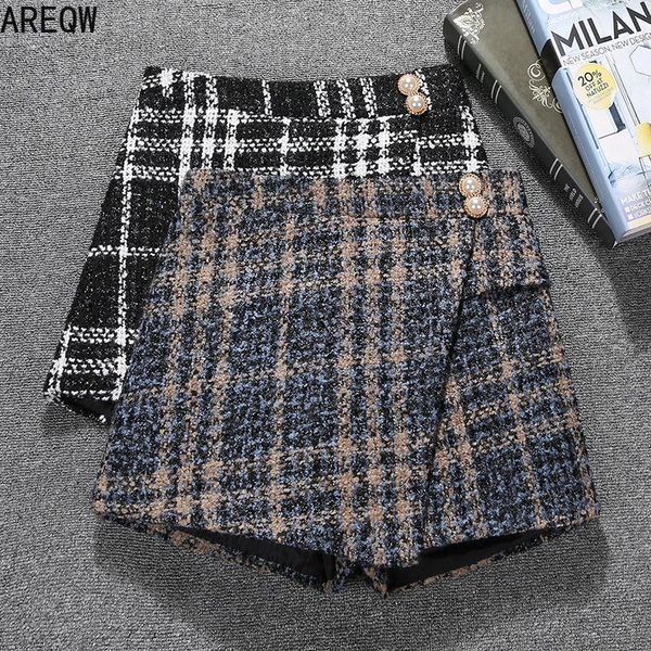 women's shorts autumn and winter tweed style divided korean fashion plaid high waist slim loose wide leg booty, White;black
women's shorts autumn and winter tweed style divided korean fashion plaid high waist slim loose wide leg booty, White;black