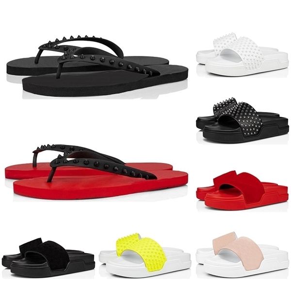 men women slippers red bottoms spikes ladies beach slipper tide male home non-slip leather outdoor casual flip flops size 38-46, Black
men women slippers red bottoms spikes ladies beach slipper tide male home non-slip leather outdoor casual flip flops size 38-46, Black