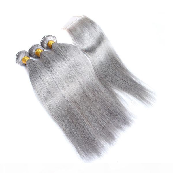 malaysian grey colored virgin human hair weaves extensions with closure 3bundles silver grey straight hair wefts with 4x4 lace front closure, Black
malaysian grey colored virgin human hair weaves extensions with closure 3bundles silver grey straight hair wefts with 4x4 lace front closure, Black