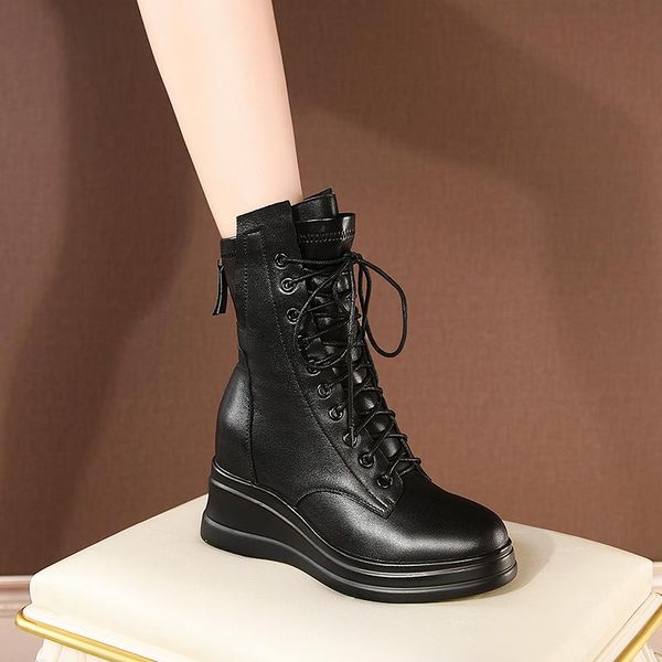 boots shoes woman wedges high heeled platforms casual women autumn winter warm genuine leather ankle short, Black
boots shoes woman wedges high heeled platforms casual women autumn winter warm genuine leather ankle short, Black
