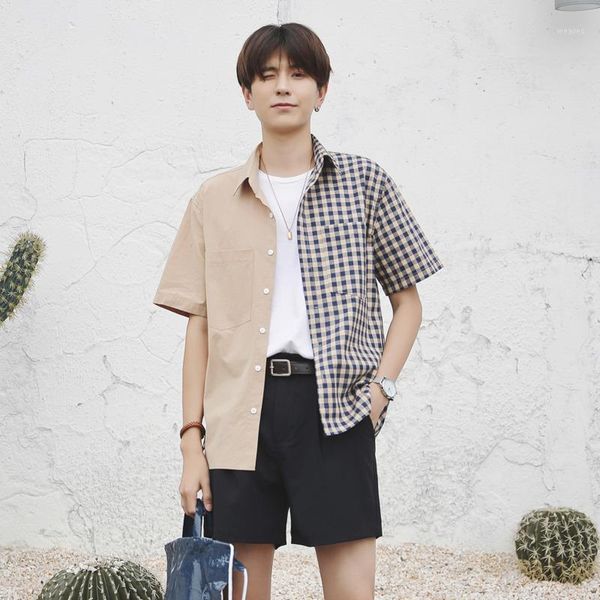 summer new plaid shirt men fashion stitching casual shirt man streetwear trend wild hip hop loose short-sleeved male1, White;black
summer new plaid shirt men fashion stitching casual shirt man streetwear trend wild hip hop loose short-sleeved male1, White;black