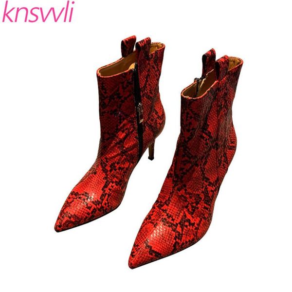 boots pointed toe snake pattern high heels ankle for women genuine leather runway winter shoes woman thin short, Black
boots pointed toe snake pattern high heels ankle for women genuine leather runway winter shoes woman thin short, Black