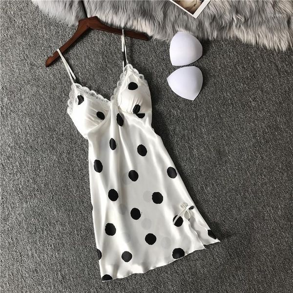 new style lady summer nightgown white v-neck dot print lace trim spaghetti strap nightdress with bra casual nightdress1, Black;red
new style lady summer nightgown white v-neck dot print lace trim spaghetti strap nightdress with bra casual nightdress1, Black;red